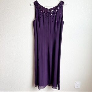Adriana Papell Sheath Dress Long Purple Sequin size 10.